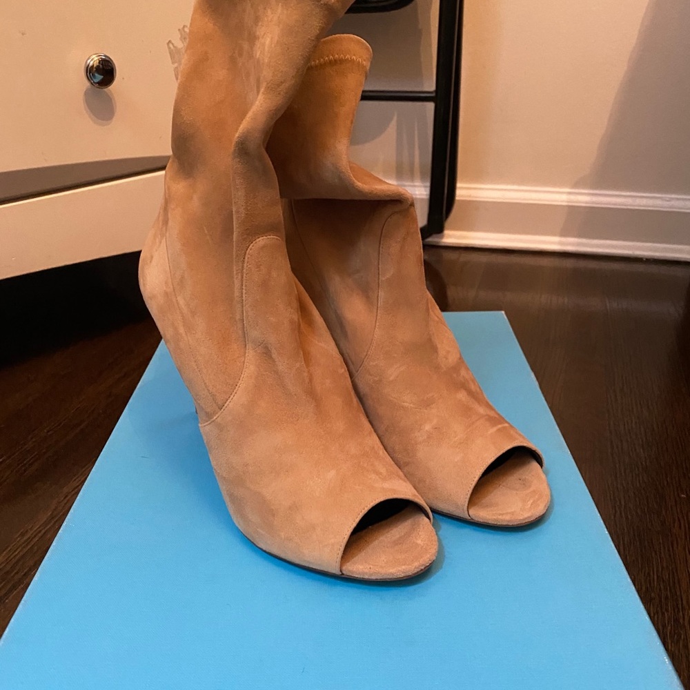 Jean-Michel Cazabat Suede Open Toe Booties